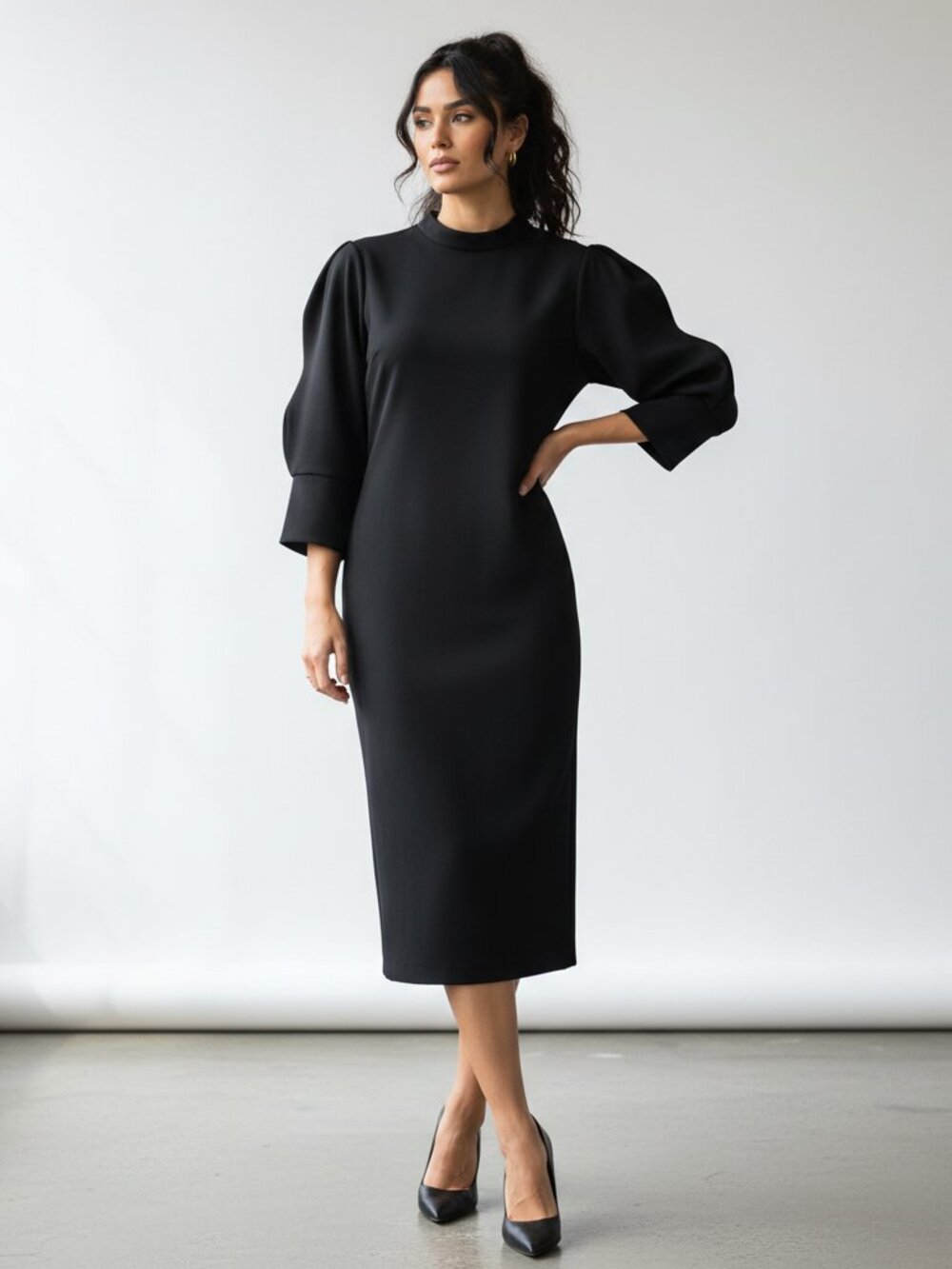 Alexia Admor Logan Mock Neck Sheath Dress Black Small Sleek Occasion Dress